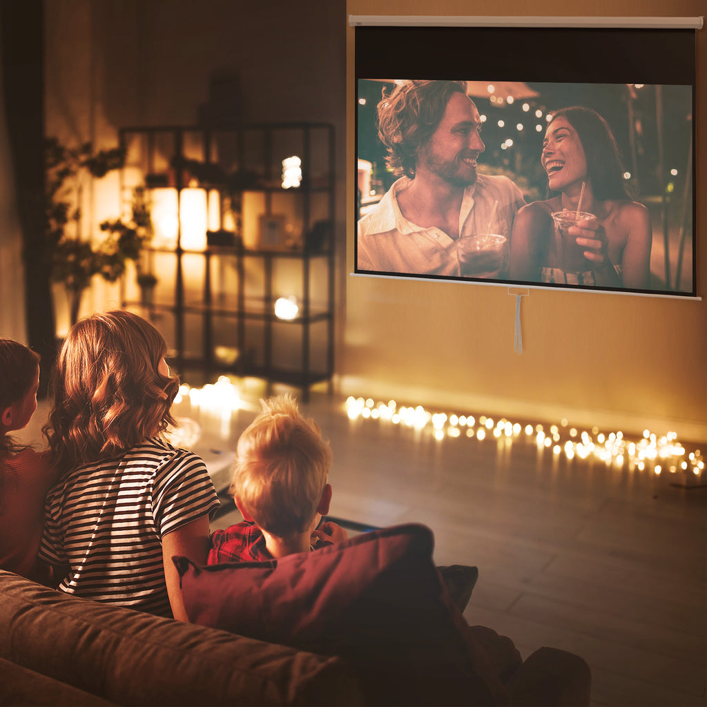 Écran de projection TV et Home Cinema de 120 Pouces vidéo projecteur 16:9 4K HD, fixation mural ou plafond-1