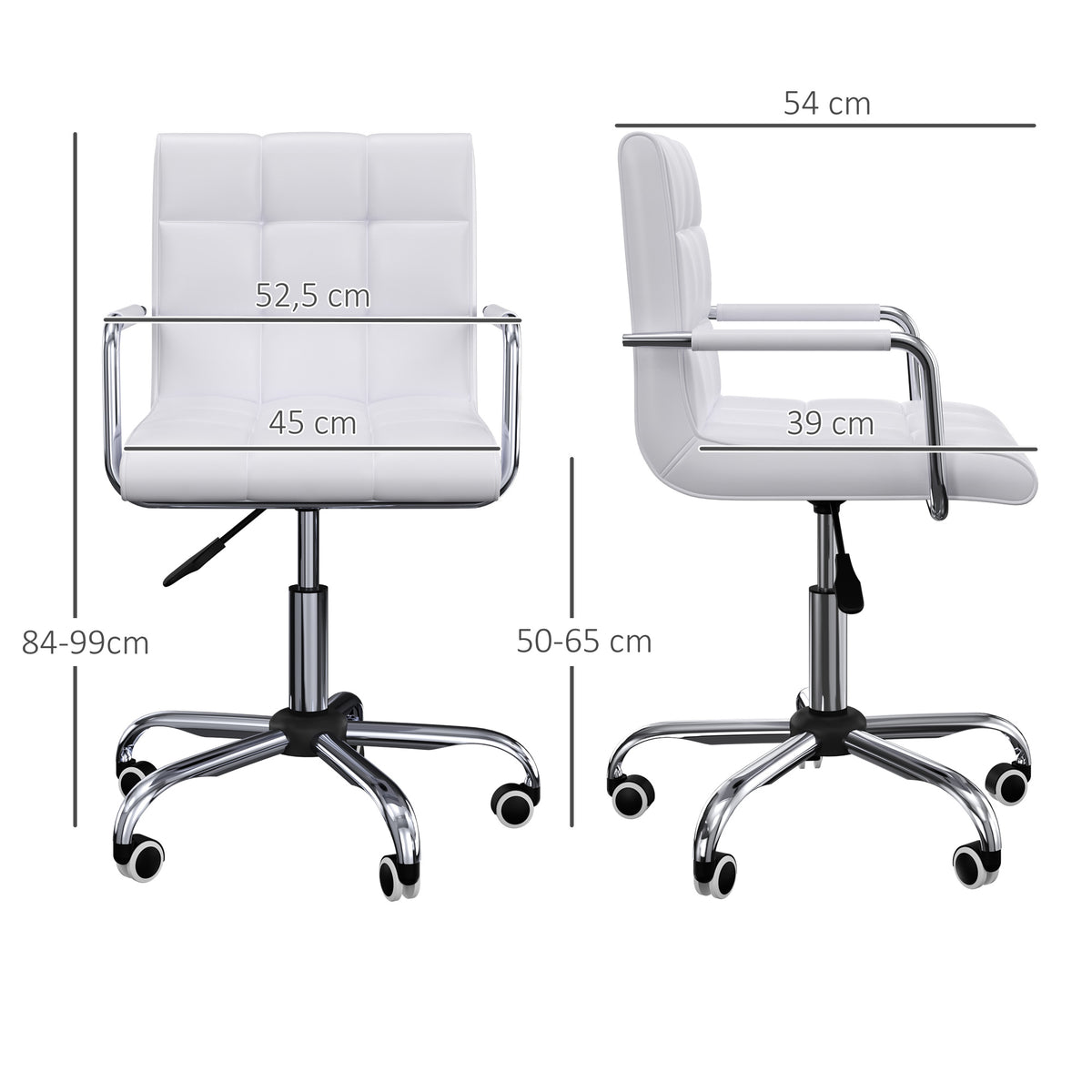 Chaise de bureau fauteuil manager pivotant hauteur réglable revêtement synthétique capitonné blanc-2