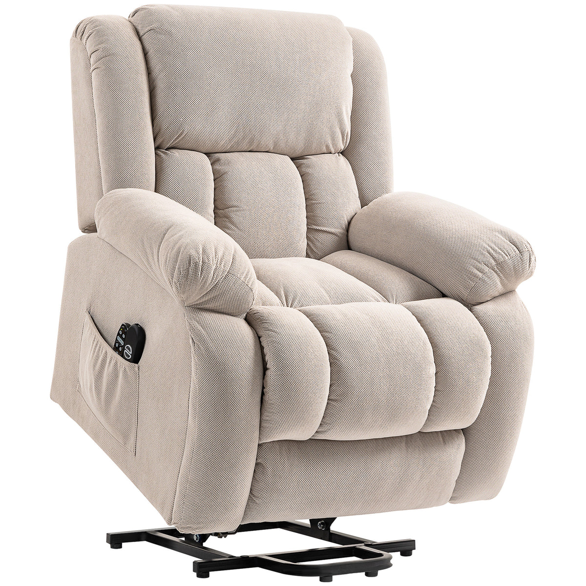 Fauteuil releveur électrique massage et chauffage avec repose-pied, dossier inclinable, télécommande et poche latérale-0
