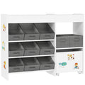 Étagère à jouets pour enfants étagère à livres 11 bacs de rangements en tissu non tissé 105 x 30 x 80 cm blanc-0