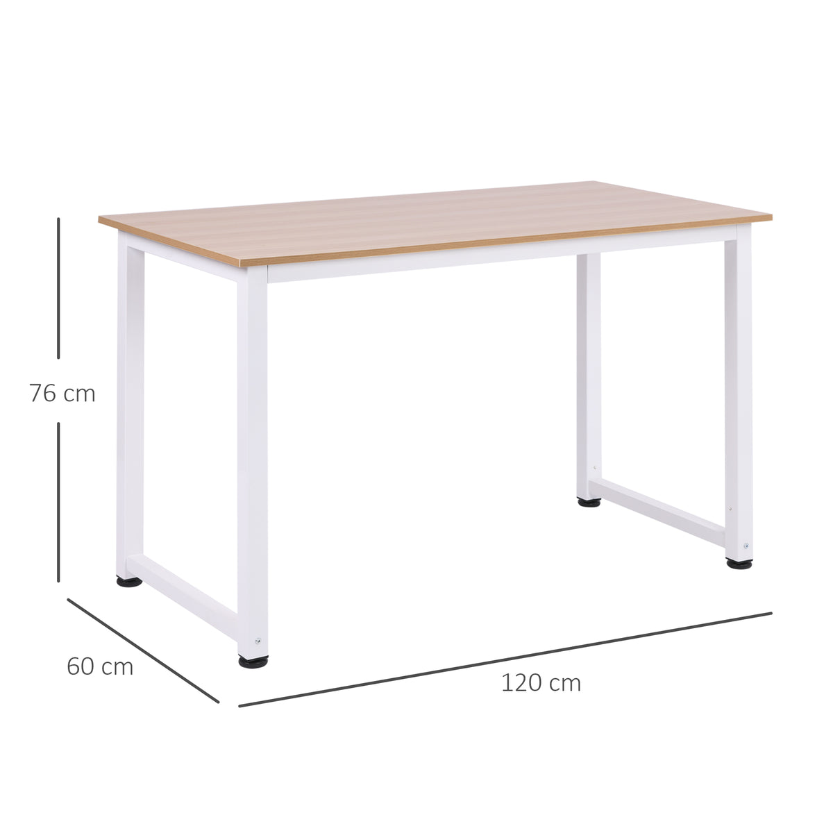 Table ordinateur table salle à manger 120x60x76cm chêne et Blanc Multifonction Grand Plateau Cadre Robuste métal-2