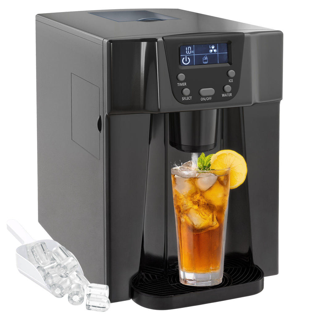 Machine à glaçons avec distributeur d'eau, ice maker, 12kg en 24h, 9 glaçons en 6-10 minutes, 25,2x38,9x36,3cm, noir-0
