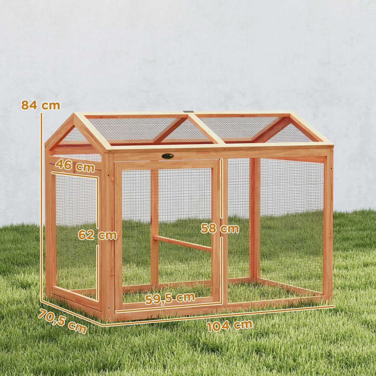 Enclos Poulailler en Bois avec Perchoir et Doubles Portes, Poulailler modulable pour jardin 104 x 70,5 x 84 cm, Orange-2