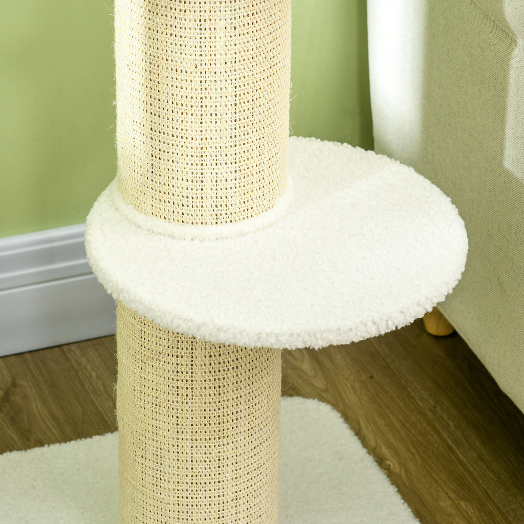 Arbre à chat avec griffoir centre d'activités 2 plateformes coussin crème-7