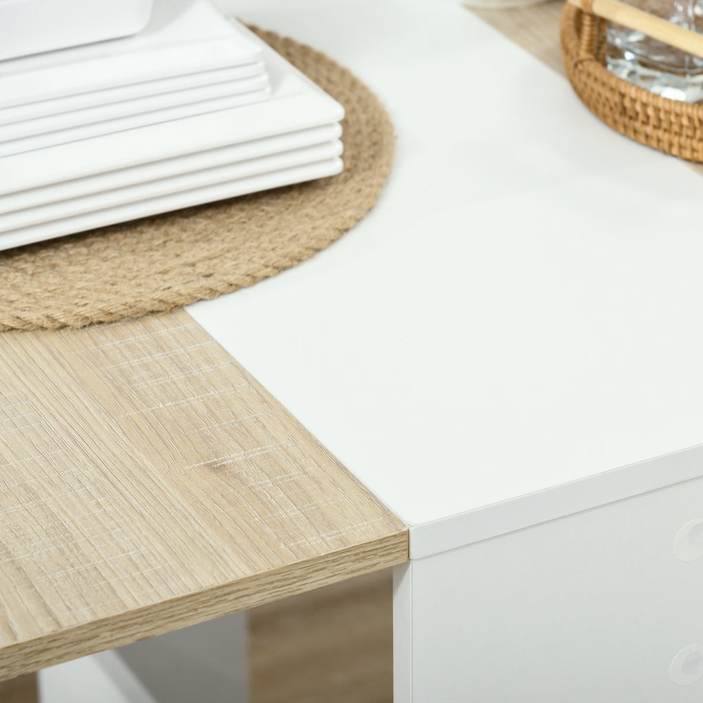 Table de cuisine pliable 103L x 76l x 74H cm en bois bicolore chêne blanc-9