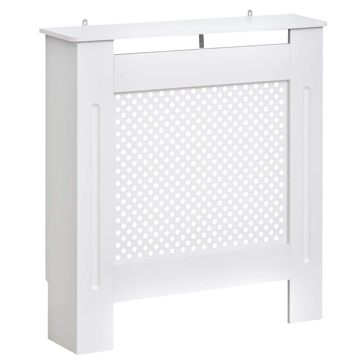 Cache-radiateur, couvercle de radiateur, couverture radiateur, grille ronde, 78L x 19l x 82H cm en bois blanc-0