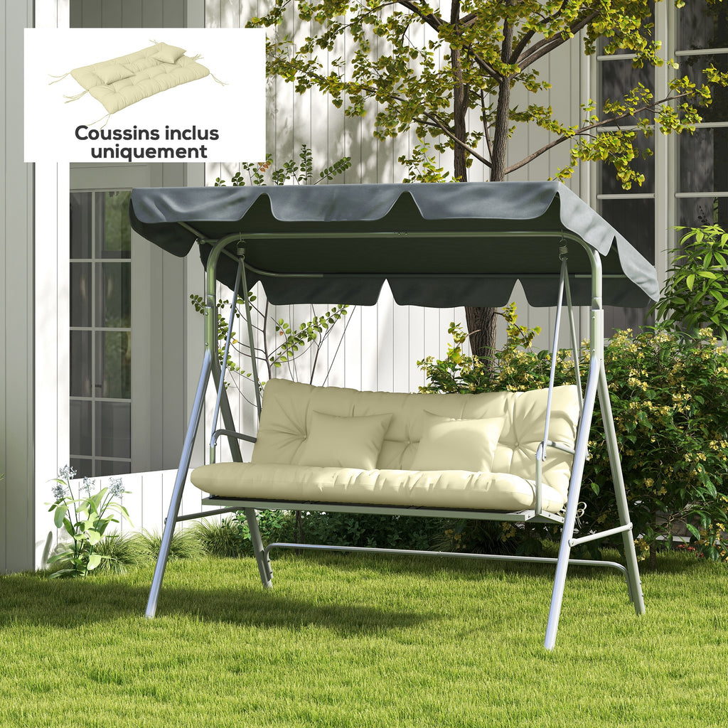 Ensemble de 4 coussins d'extérieur pour balancelle de jardin, 1 coussin d'assise coussins de dossier et 2 oreillers-9