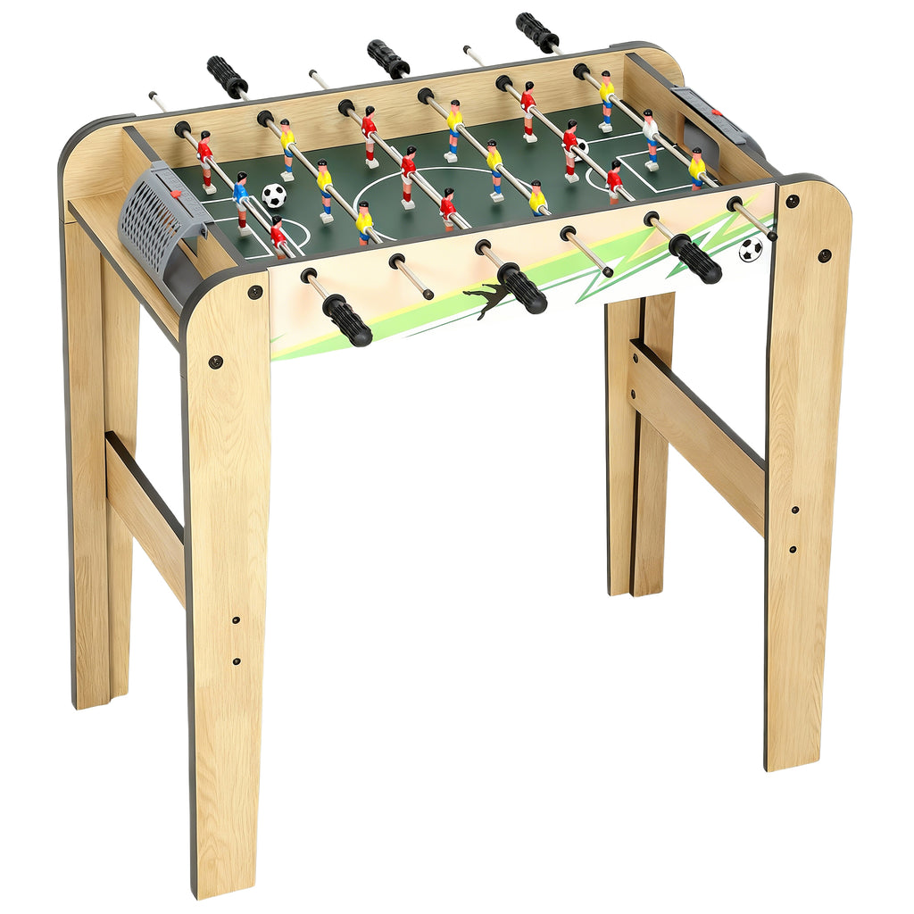 Baby-Foot Enfant 18 Joueurs 2 Balles, Barres 360°, Poignées Antidérapantes, Compteurs de Score, 75x66x75cm, Bois Naturel-0