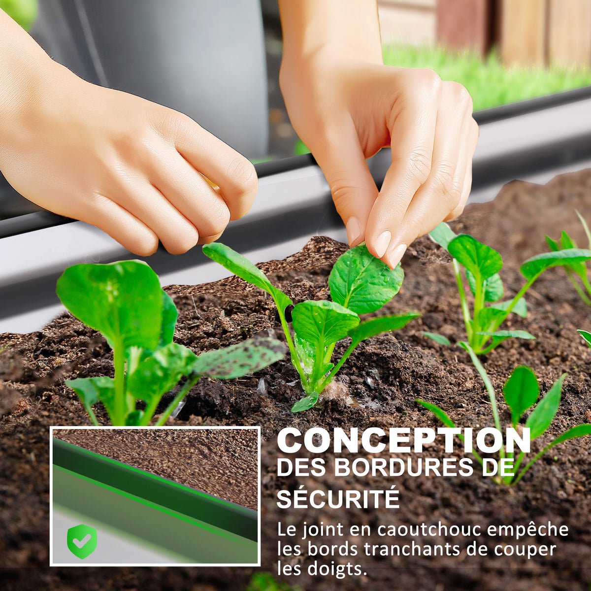Lot de 2 jardinières surélevées galvanisées en acier kit de lits de jardin bordure caoutchouc 152 x 91 x 30 cm argent-5