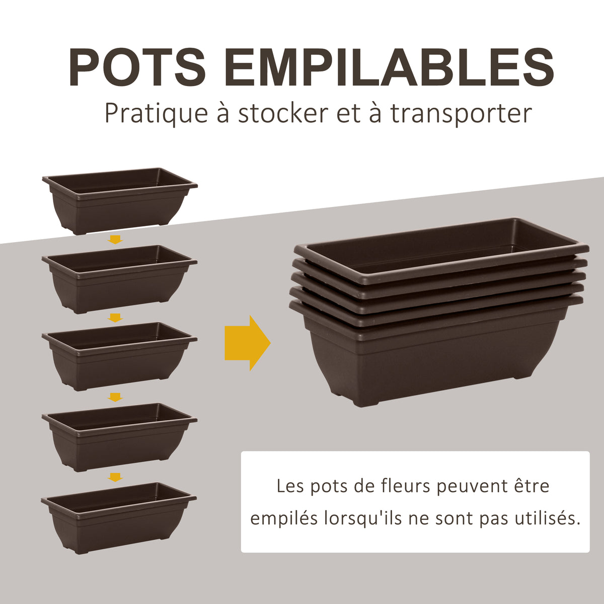 Jardinière surélevée avec étages jardinière verticale avec 5 bacs à fleurs trous de drainage cadre en acier marron-4