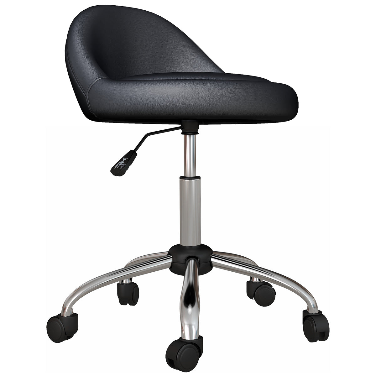 Tabouret à roulettes tabouret de travail pivotant 360° hauteur réglable 53-73 cm revêtement synthétique noir-0