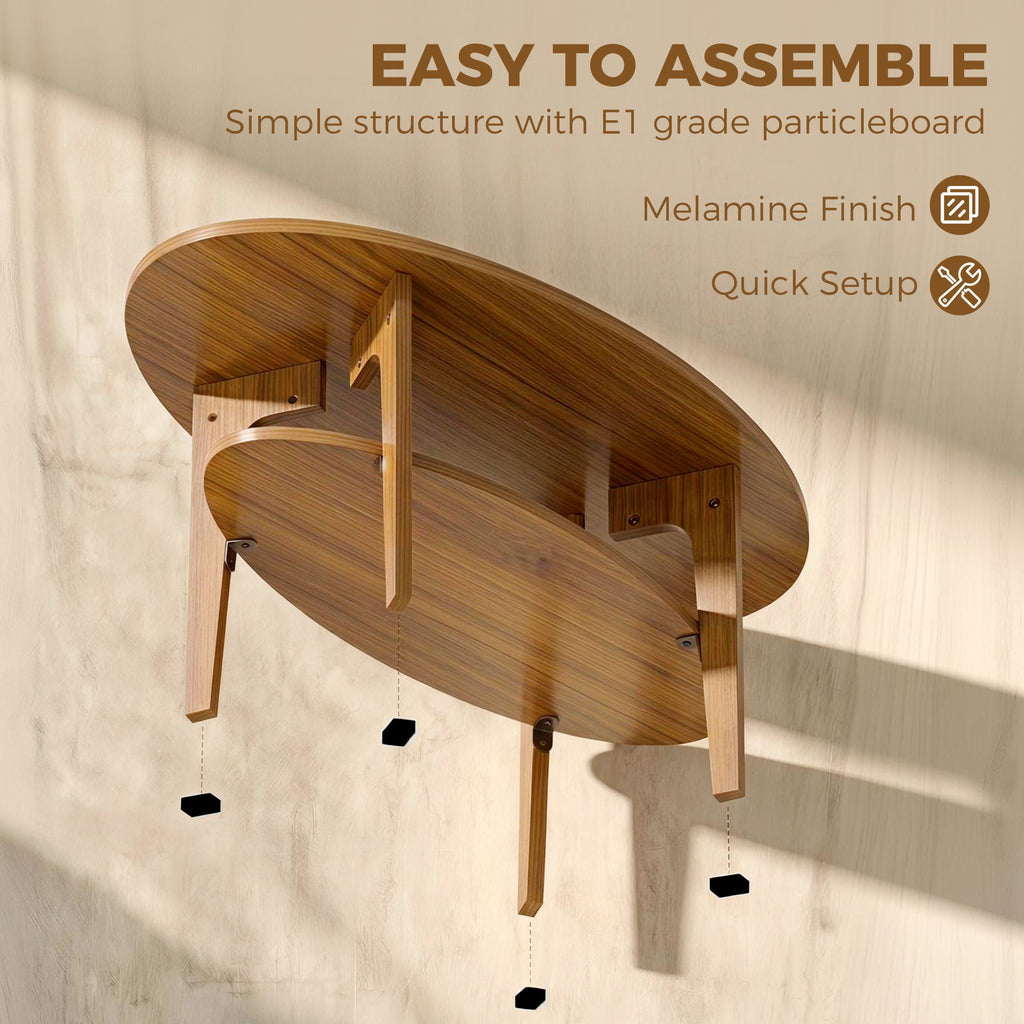 Table Basse Ovale à 2 Niveaux, Table de Salon Moderne avec Étagère Inférieure Ouverte, 80 x 50 x 45 cm, Chêne-8