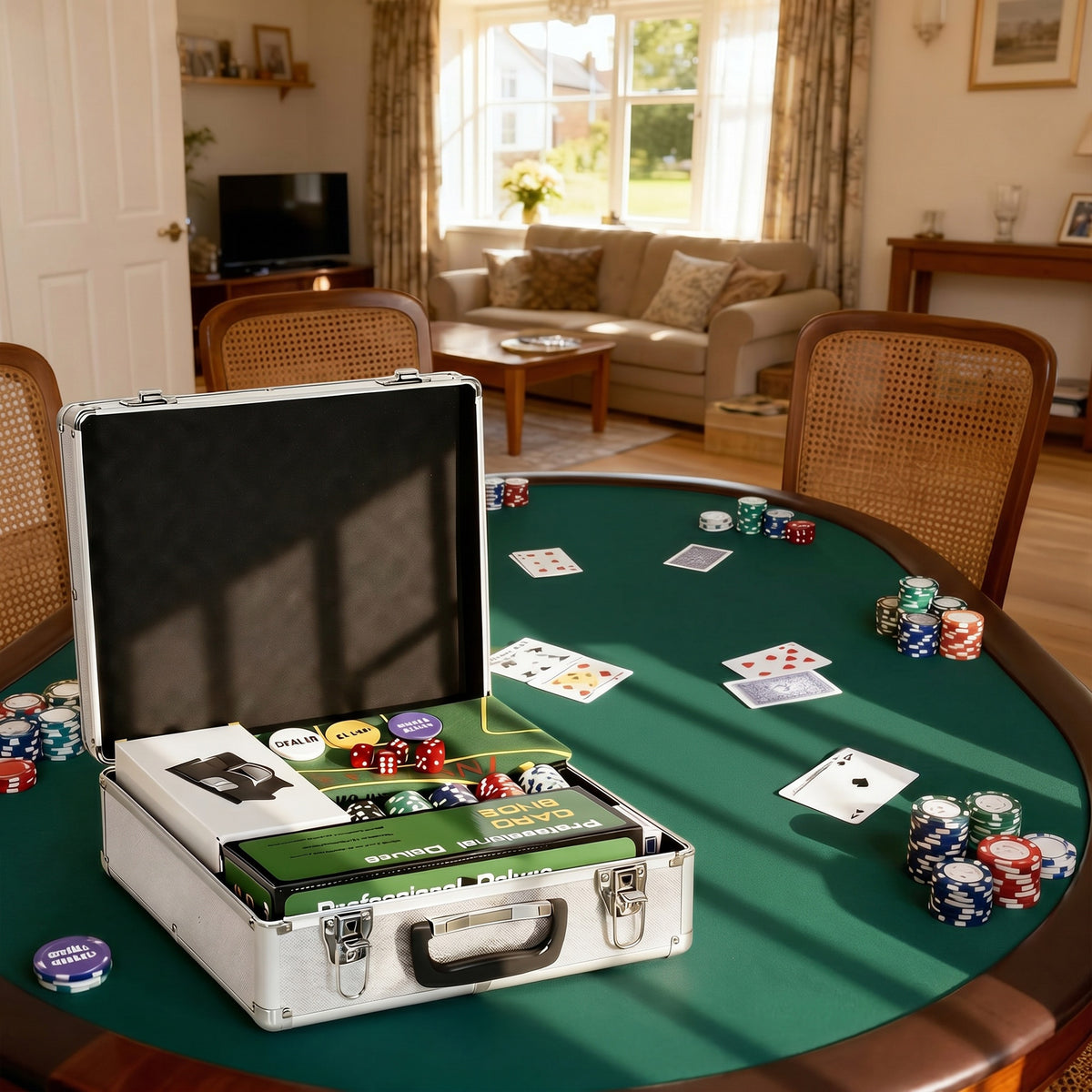 Mallette de poker coffret de poker complet 500 jetons, boîtier en ABS, cartes à jouer, dés, dealer, tapis, clés-1