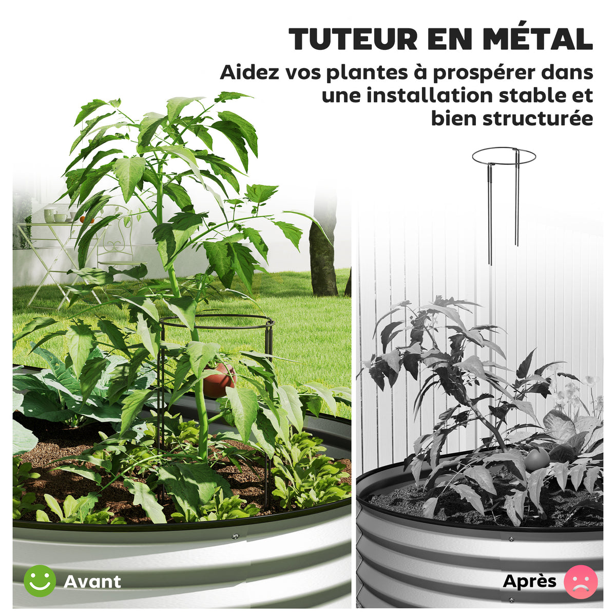 Jardinière surélevée galvanisée en acier lit de jardin bordure caoutchouc 181 x 93 x 30 cm argent-3