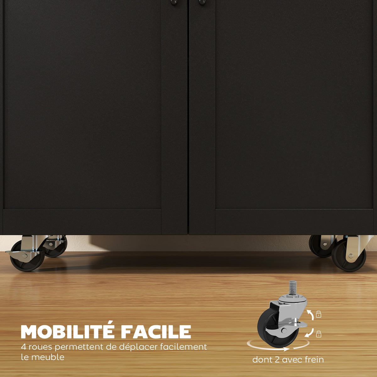 Dessert îlot de cuisine multi-rangements tiroirs placard 2 portes avec étagère réglable 105 x 36 x 85 cm noir-4