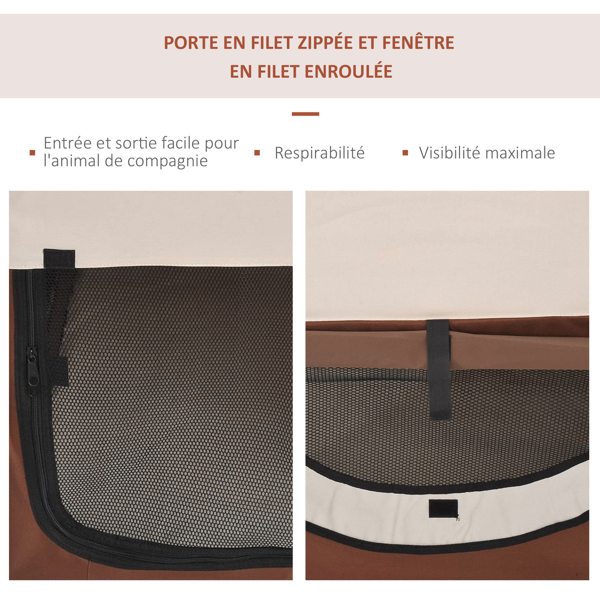 Sac de transport pour chien et chat caisse de transport pliable pour animaux adaptée à la voiture grand confort respirant avec coussin amovible 46 x 36 x 41 cm-4
