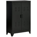 Armoire de Rangement métal Garde-robe Caisson de dossier Armoire Bureau sur pied Style Industriel - 2 étagères - Noir-0