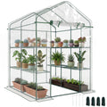 Serre de jardin avec étagères 3 niveaux, serre de balcon, châssis en acier, porte zippée enroulable, pour légumes plantes fleurs, intérieur et extérieur, 143x143x195cm, transparent-0