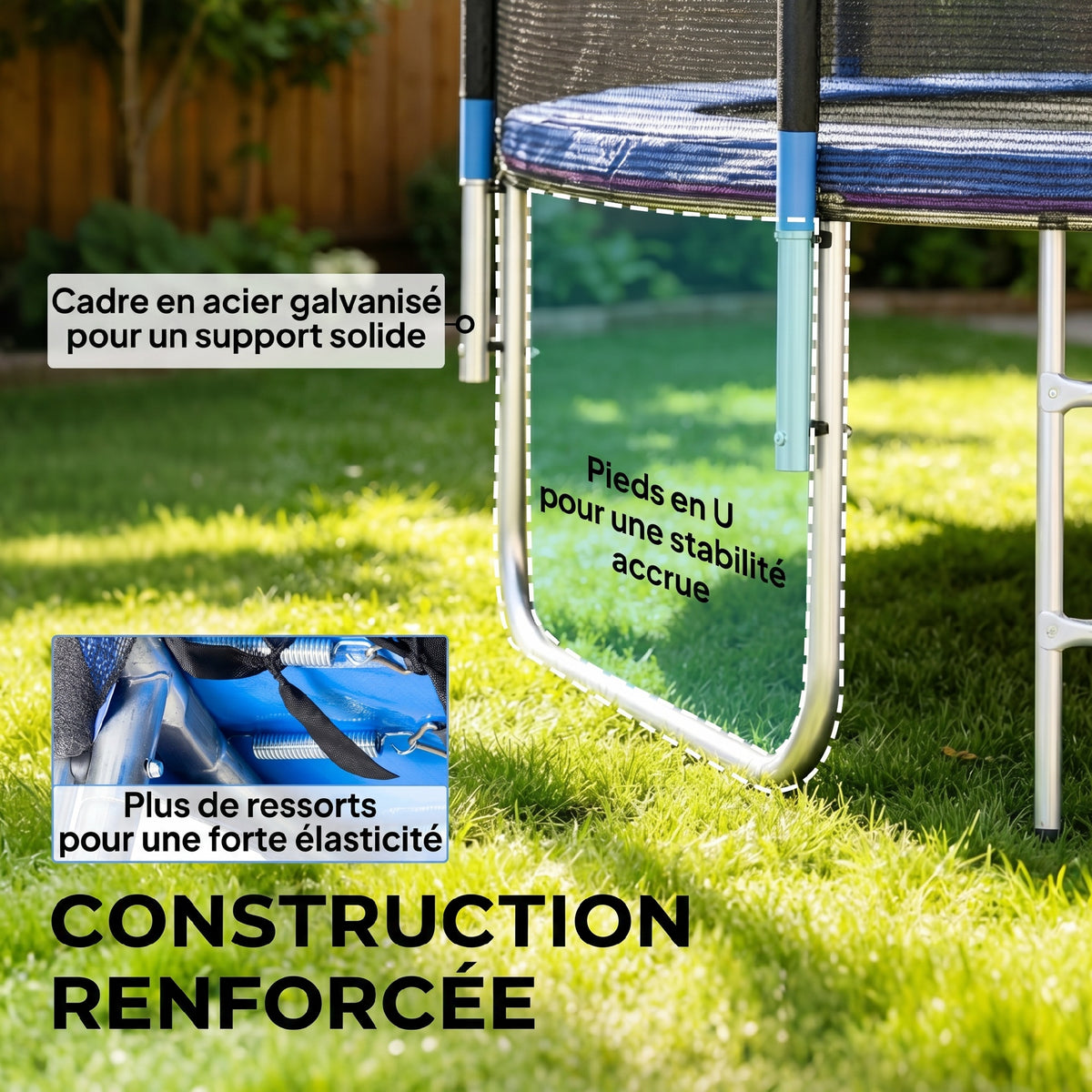 Trampoline d'extérieur avec filet de sécurité Ø180 cm pour enfants et adultes-6
