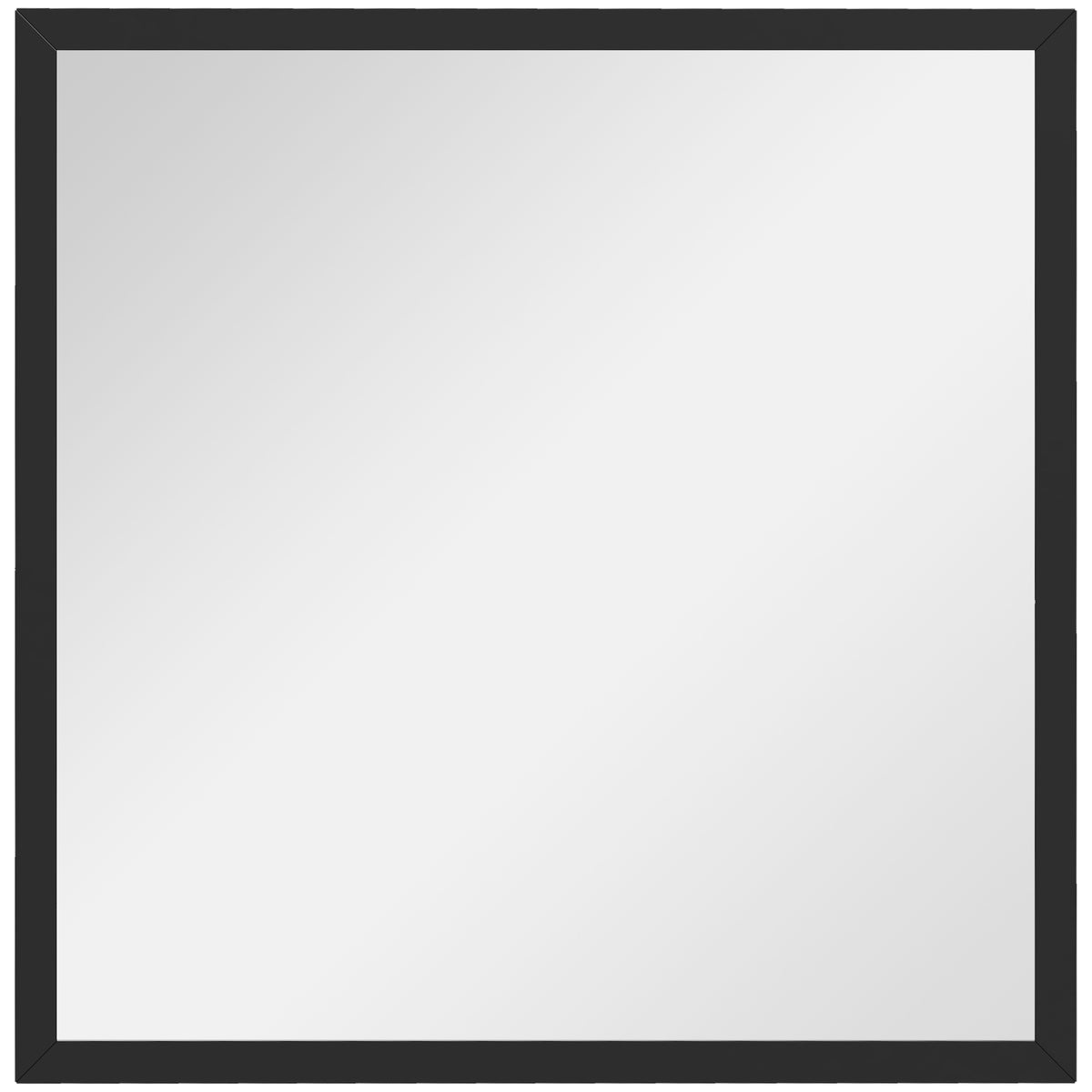 Miroir mural carré 50 x 50 cm, cadre en bois noir, idéal pour la salle de bain, salon ou chambre-0