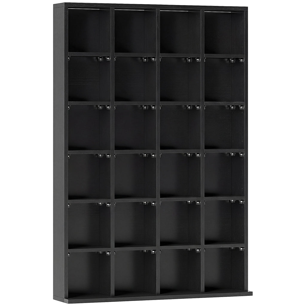 Meuble de rangement multimédia 456 CD/ 336 DVD - bibliothèque en bois avec étagères réglables, 89 x 130,5 cm, noir-0