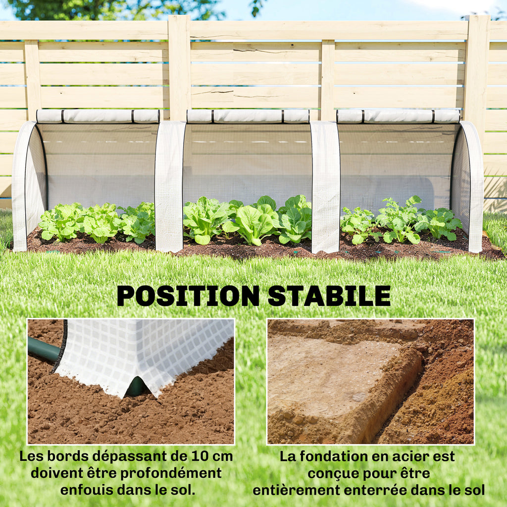 Mini Serre de Jardin Serre à tomates 3L x 1l x 0,8H m Acier PE Haute densité 140 g/m² Anti-UV 3 fenêtres Blanc-4
