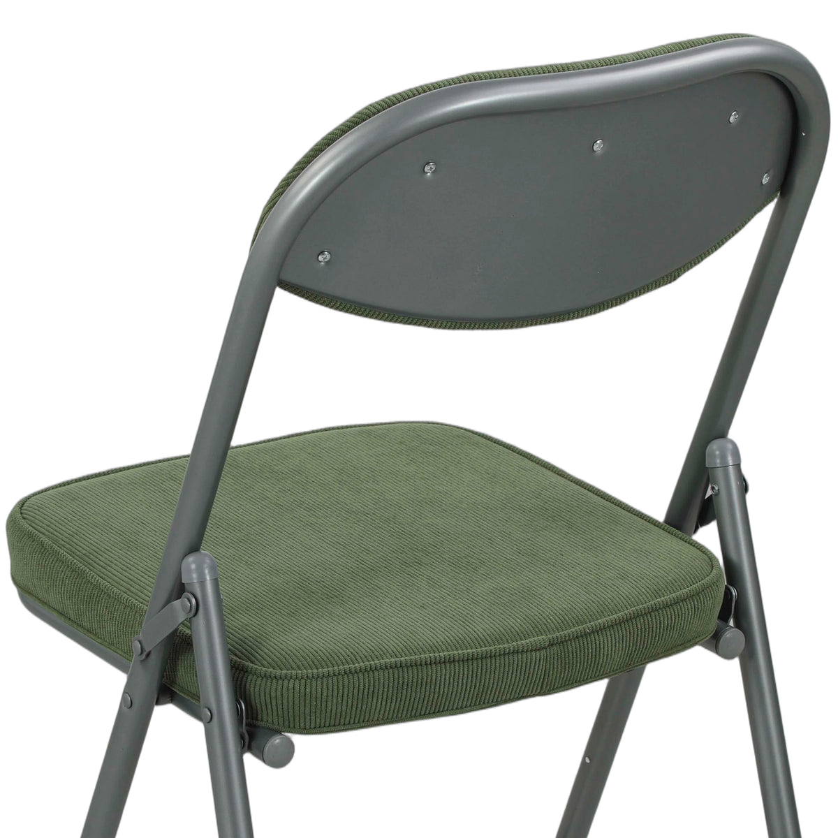 Lot de 2 chaises pliantes chaises de salle à manger portables avec assises et dossiers rembourrés en velours côtelé vert-9