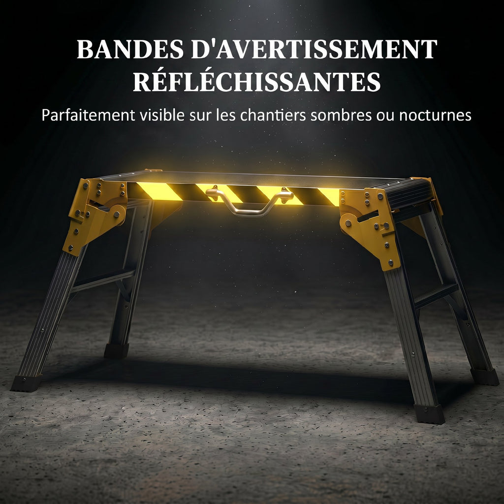 Établi pliant, établi de serrage en aluminium, table de travail robuste avec poignée, design antidérapant, argenté-6