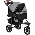 Chariot pour Chiens Poussette pour Animaux avec 3 Roues pliable Chien Chat Oxford Gris+Noir 109,5 x 57,5 x 106,5 cm-0