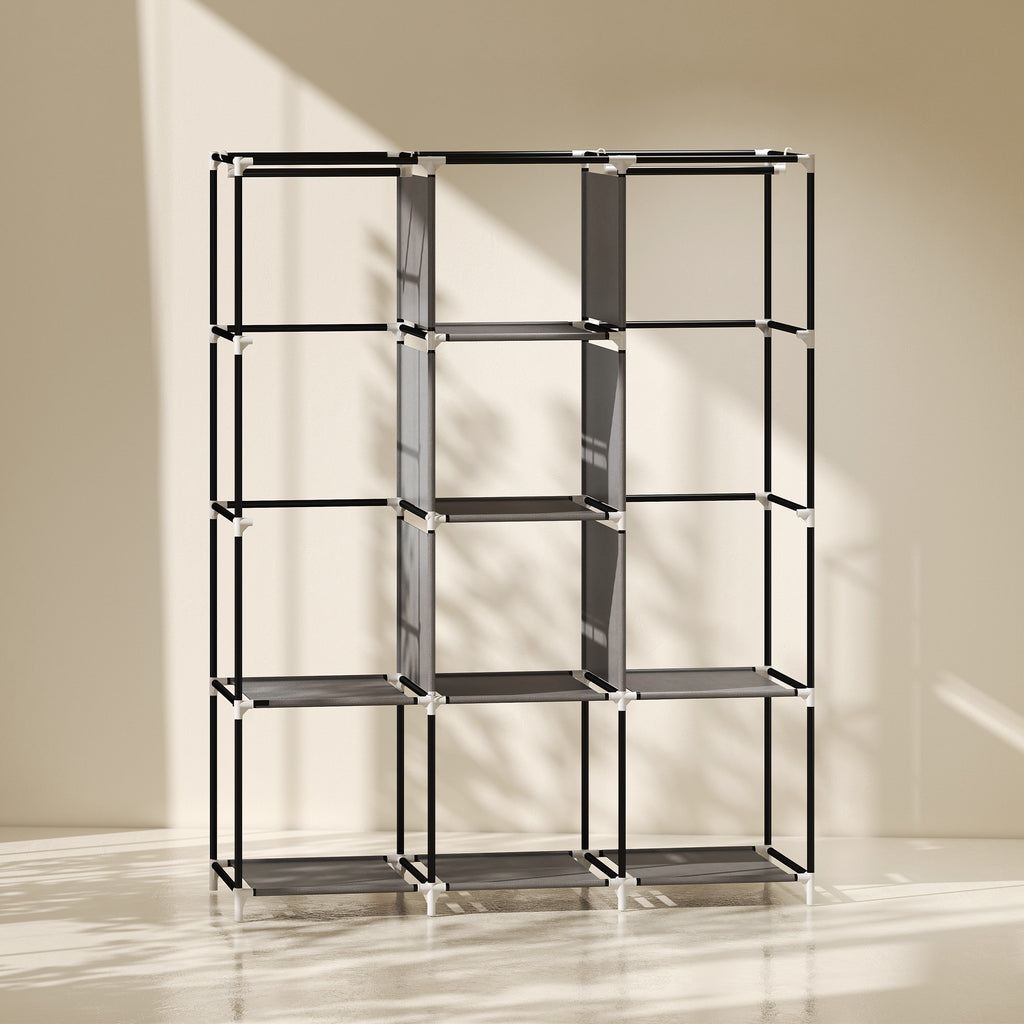 Armoire de rangement en tissu pliable avec 5 étagères, 2 tringles et 3 tiroirs en tissu 125L x 43l x 162.5H cm-8