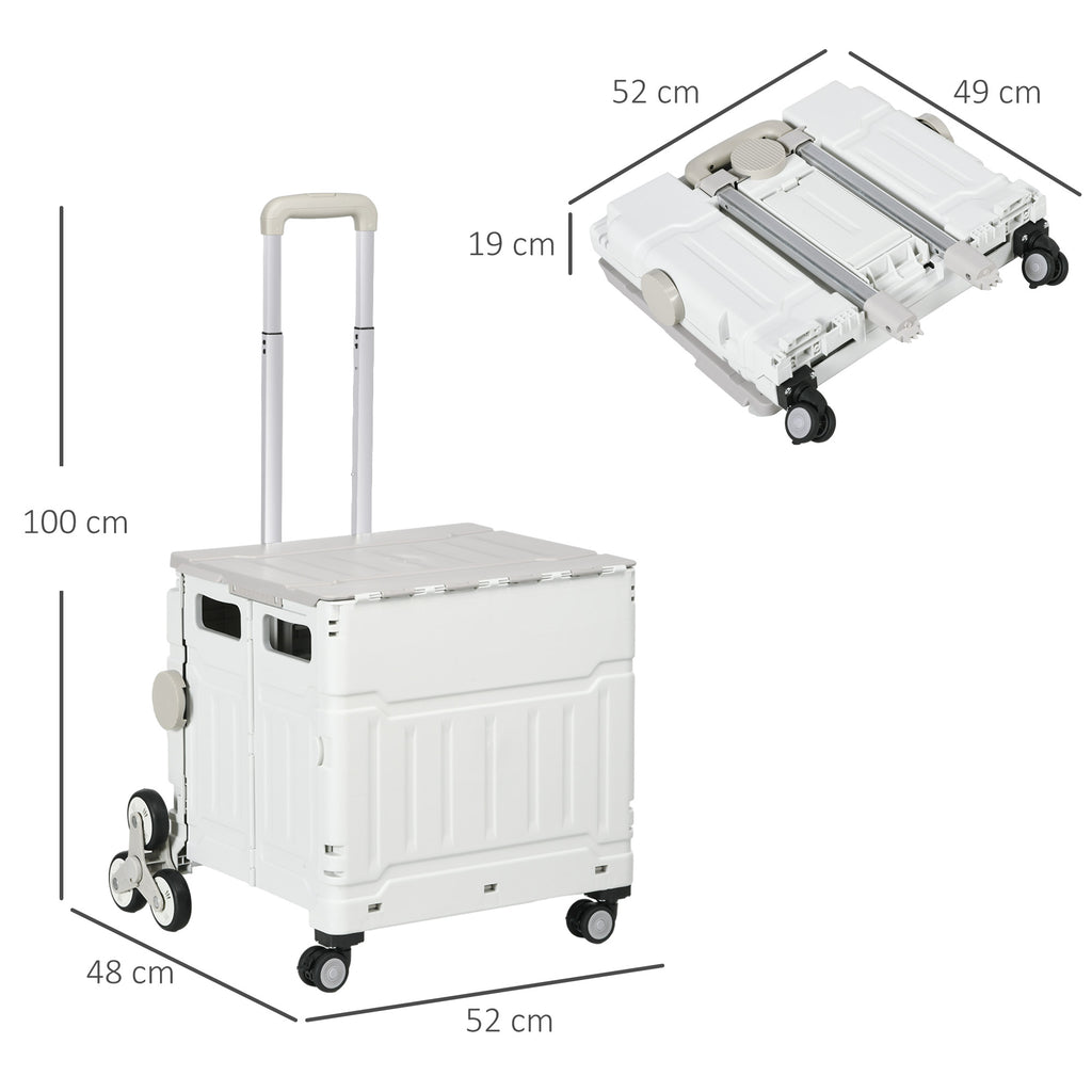 Chariot de courses pliable caddie de courses avec poignée télescopique réglable et couvercle charge max. 80 kg, blanc-2