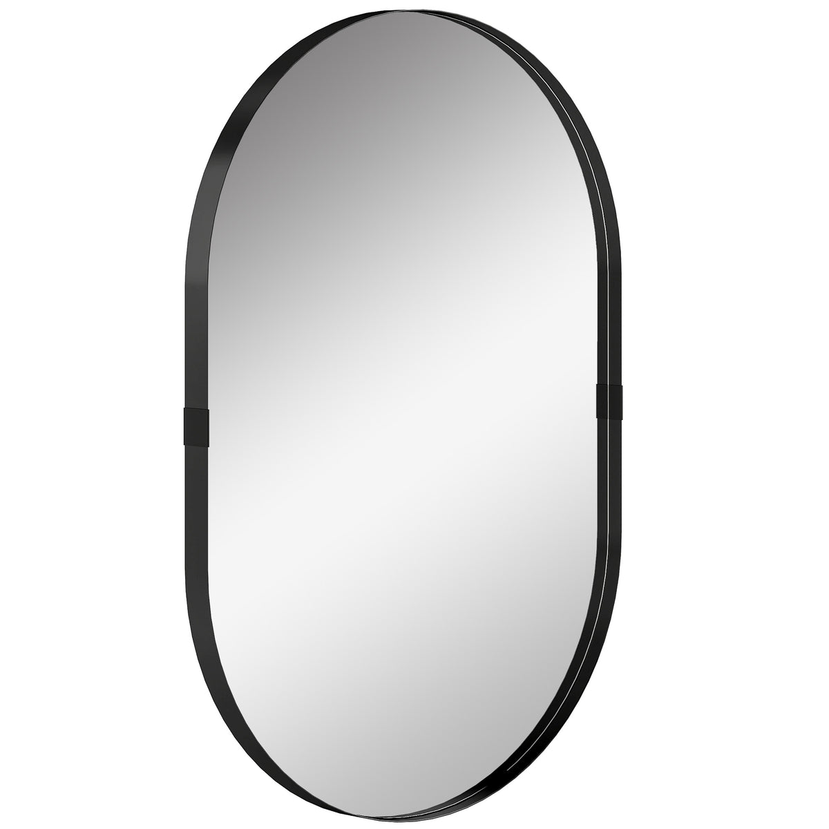 Miroir mural, miroir décoratif 60 x 90 cm en verre trempé et cadre en aluminium, pour chambre, salon, couloir, noir-0