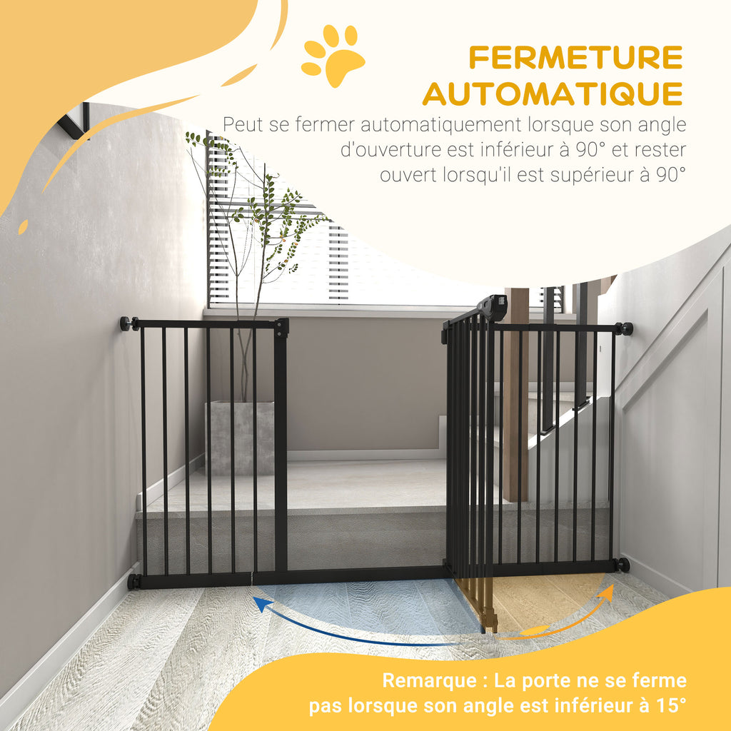 Lot de 2 barrières de sécurité animaux porte fermeture automatique système de double verrouillage sans perçage noir-4