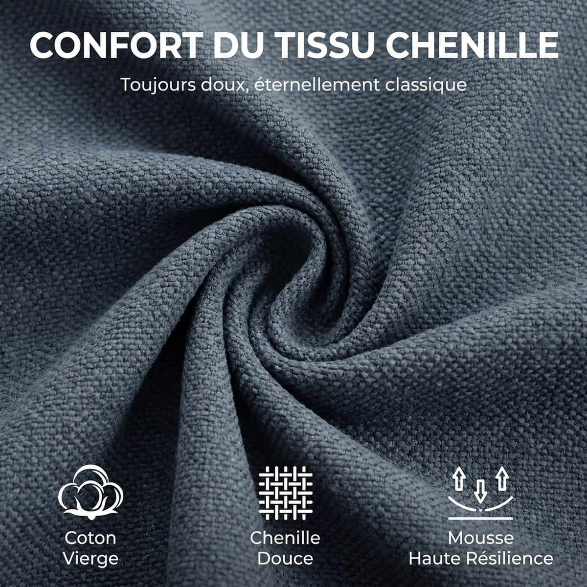 Chaise Bureau Ergonomique, Fauteuil de Bureau en Chenille avec Hauteur Réglable, Fonction Bascule, Bleu-3