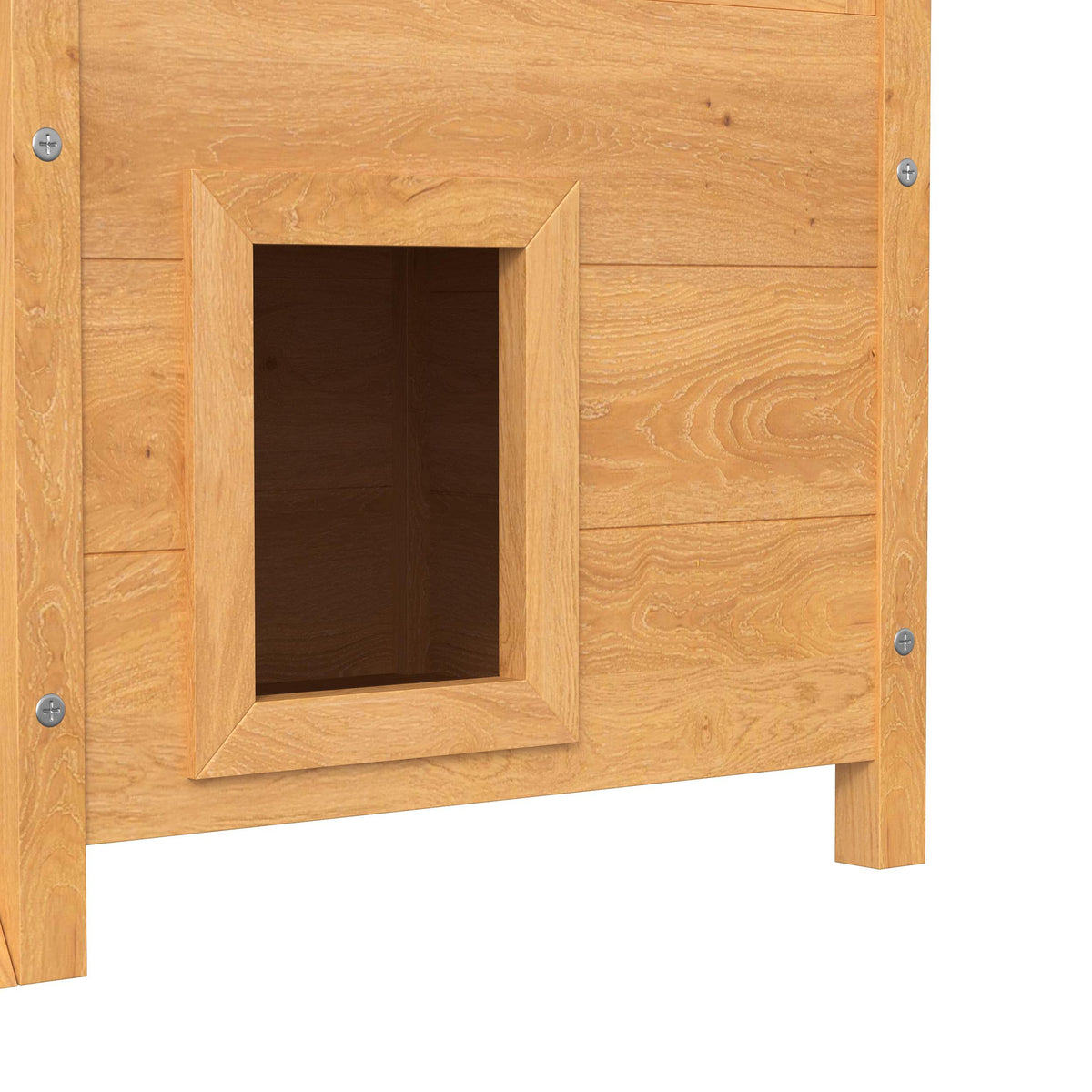 Cabane Chat Extérieur avec Terrasse, Escalier, Toit, Niche Villa, 77 x 50 x 73 cm Bois Naturel et Vert-9