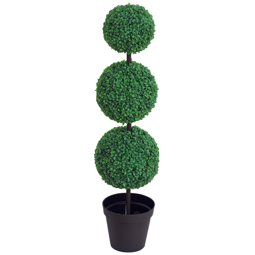 Buis Artificiel topiaire Artificielle en Forme de Boules dim. Ø 30 x 112H cm Vert-0