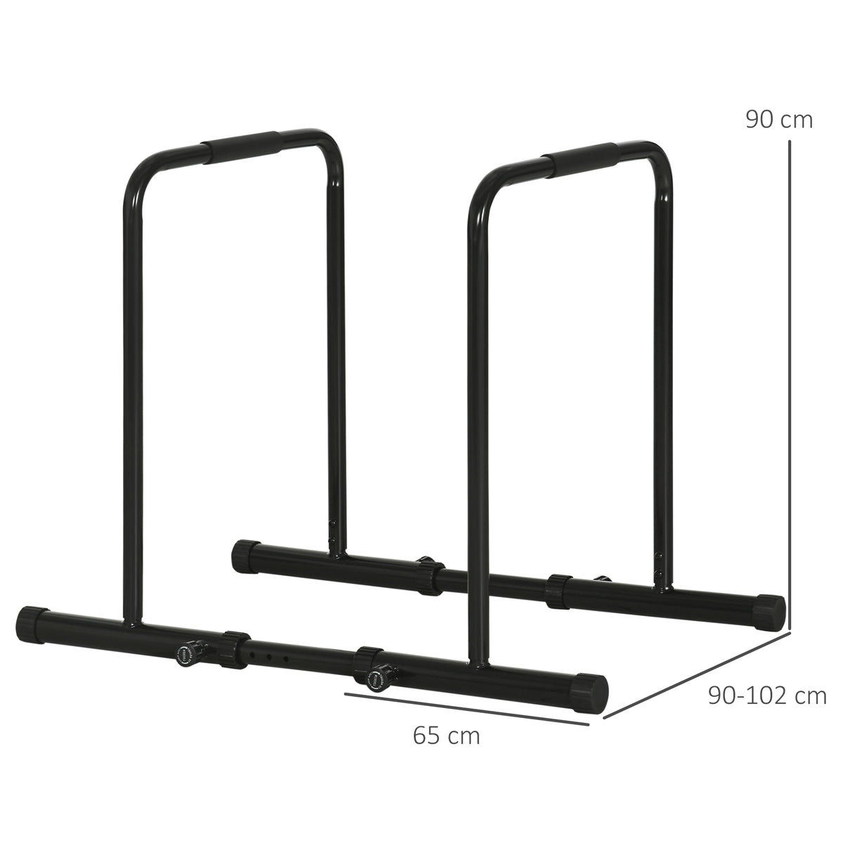 Dips Barre Parallèle Station de Musculation en Acier, Hauteur et Espacement Réglables, 90-102x65x80-90cm, Noir-2
