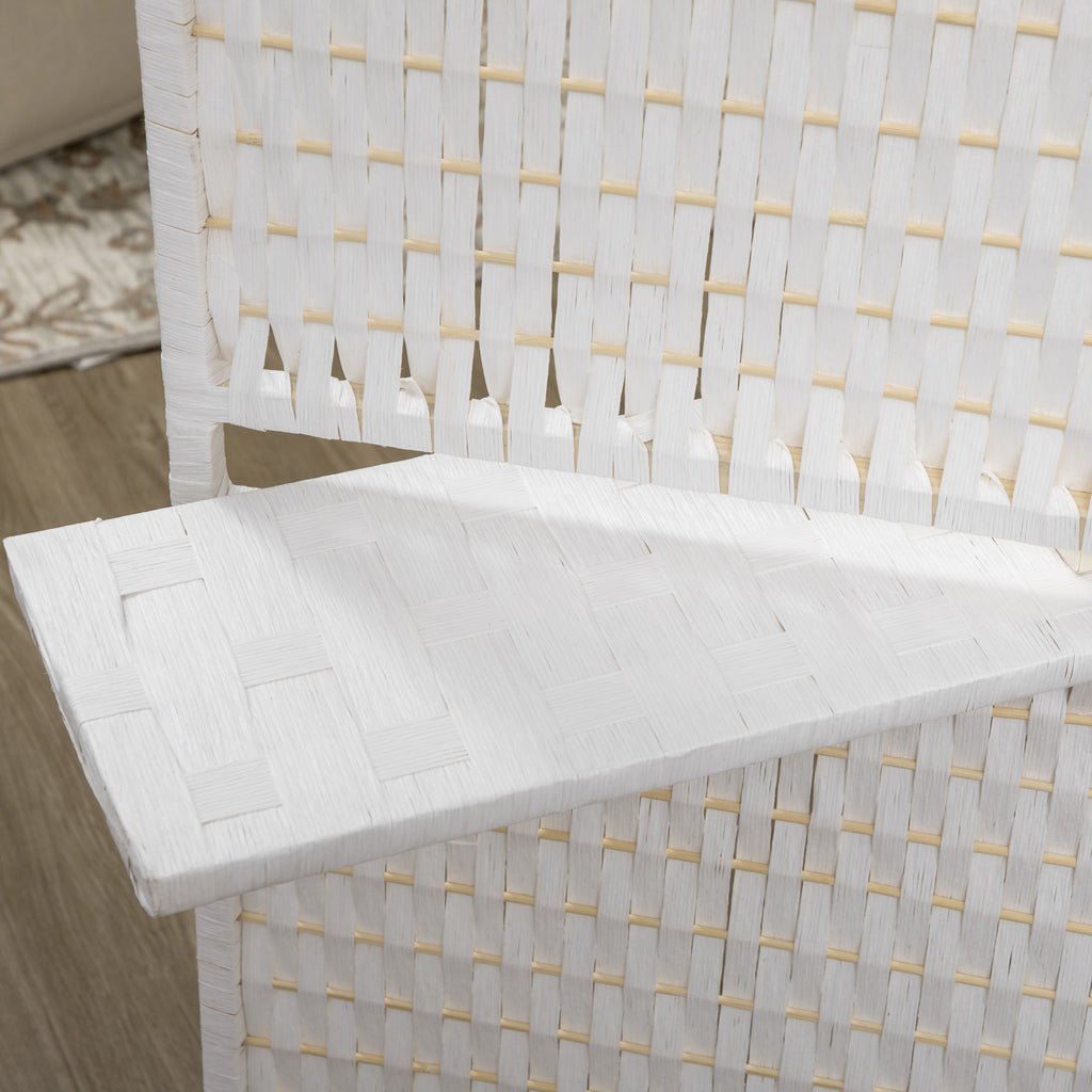 Séparateur de pièces 4 panneaux 2 étagères pliables blanc paille-6