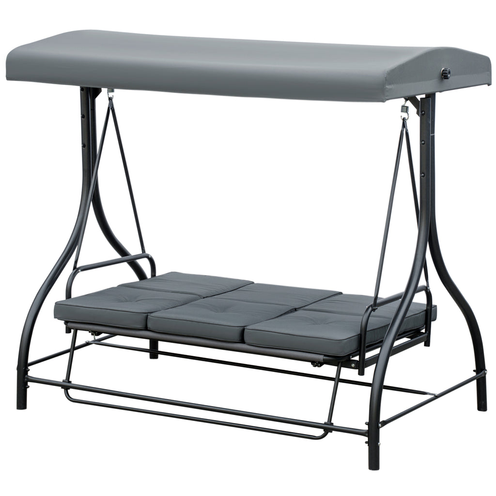 Balancelle de Jardin 3 Places Convertible Inclinaison Toit réglable Matelas Grand Confort Rembourrage 7 cm fourni-0