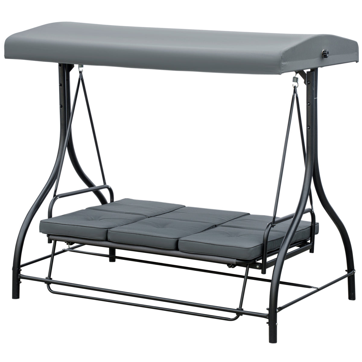 Balancelle de Jardin 3 Places Convertible Inclinaison Toit réglable Matelas Grand Confort Rembourrage 7 cm fourni-0