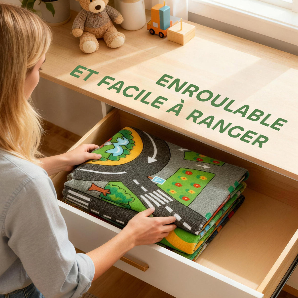 Tapis de jeu pour bébé, tapis de sol antidérapant, motif de route de la ville, 200 x 150 cm, multicolore-5