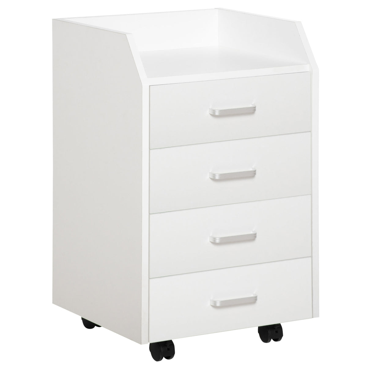 Caisson de bureau rangement sur roulettes 4 tiroirs coulissants MDF et panneaux de particules dim. 40L x 36l x 65H cm blanc-0