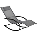 Chaise longue à bascule rocking chair ergonomique avec tétière accoudoirs métal galvanisé textilène Gris-0