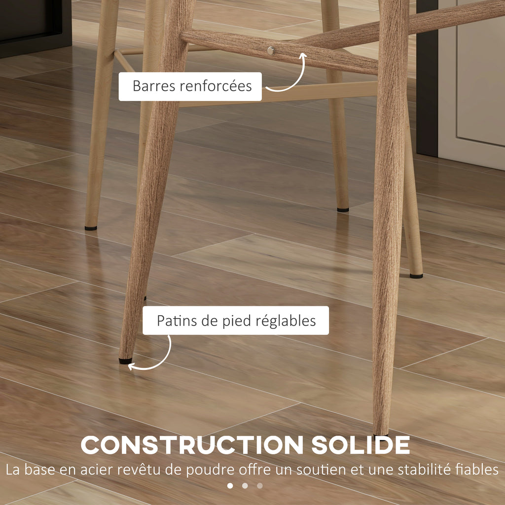 Table de bar rectangulaire 4 personne pieds en acier effet bois assemblage facile 118 x 58 x 98 cm blanc-5