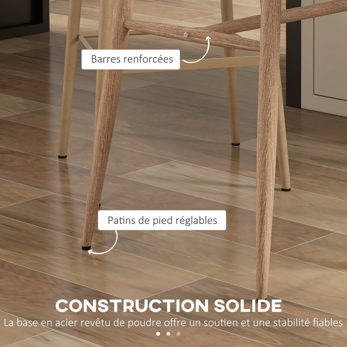 Table de bar rectangulaire 4 personne pieds en acier effet bois assemblage facile 118 x 58 x 98 cm blanc-5