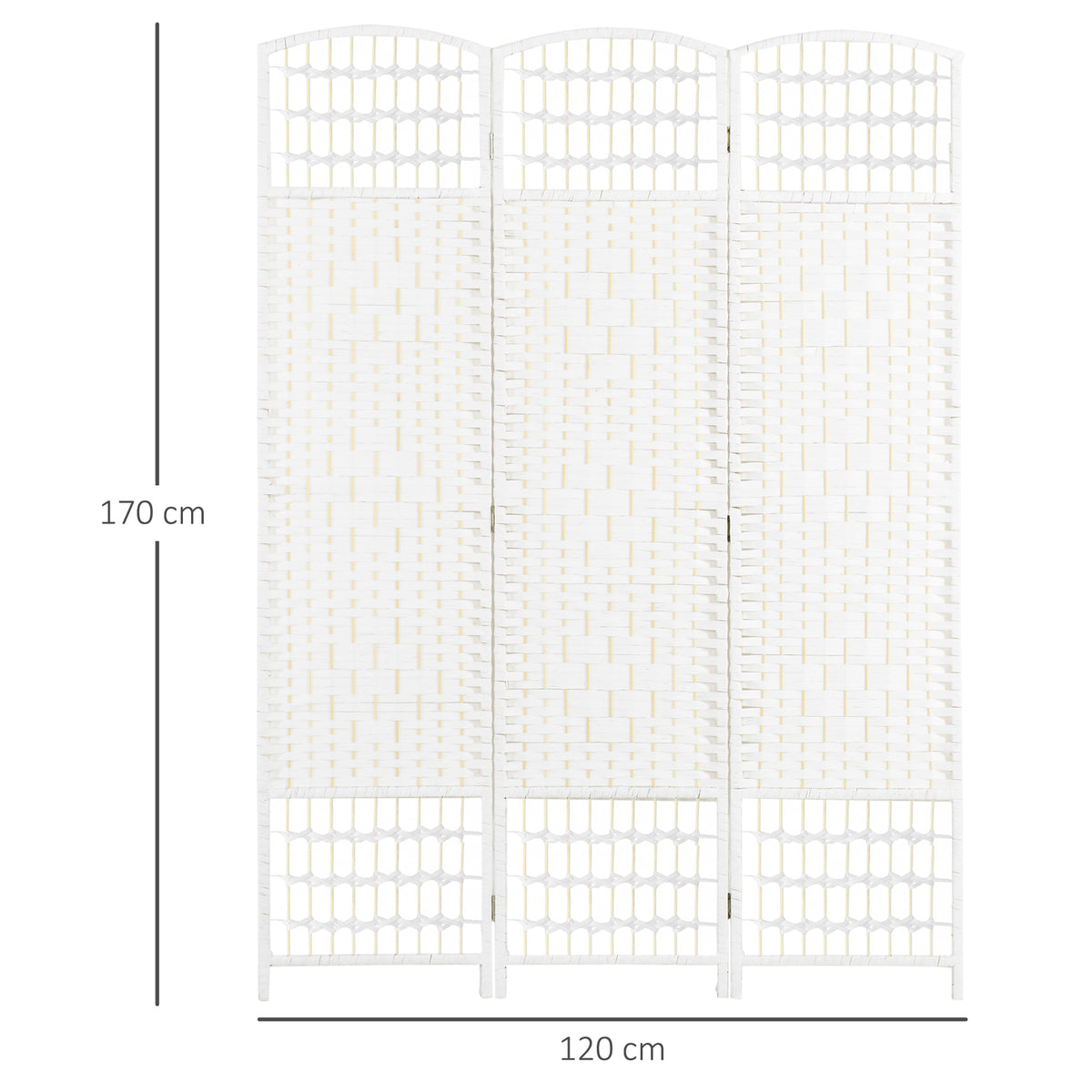 Paravent intérieur en bois séparateur de pièce cloison pliable 3 panneaux 120 x 170 cm blanc-2