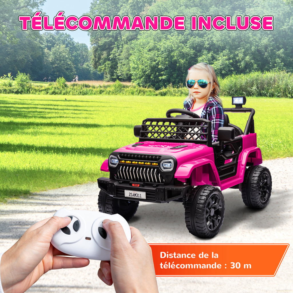 Voiture électrique enfant 4x4 télécommande 2,4Ghz, 2 moteurs 12 V, vitesse réglable, musique, klaxon, lumières LED, noir-6