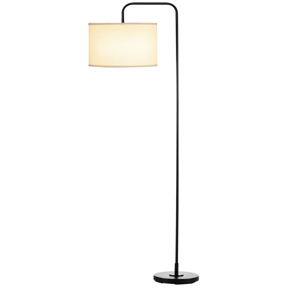 Lampadaire sur pied salon en métal noir moderne avec abat-jour câble de 180 cm 64 x 38 x 163,5 cm noir-0