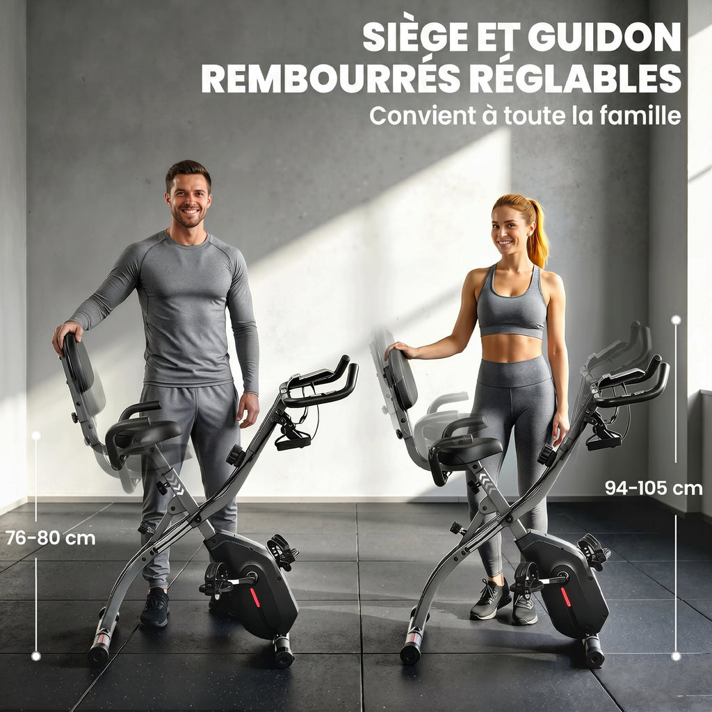 Vélo d'Appartement Pliable Vélo de Fitness 4 en 1 Silencieux Connecté Kinomap Bluetooth et Zwift 105x53,5x109cm Noir-6