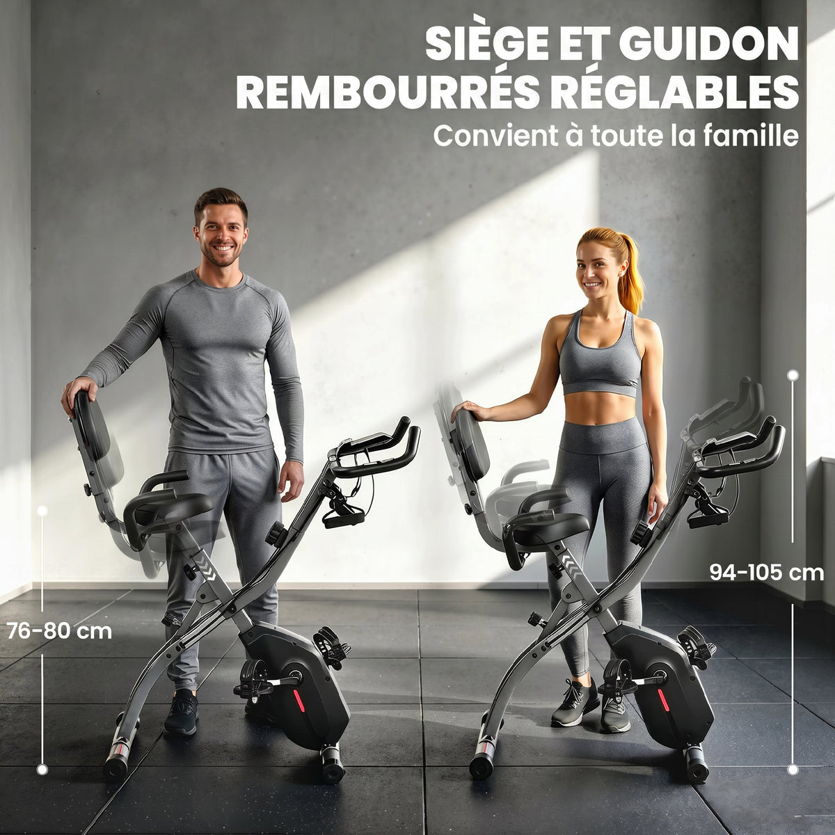 Vélo d'Appartement Pliable Vélo de Fitness 4 en 1 Silencieux Connecté Kinomap Bluetooth et Zwift 105x53,5x109cm Noir-6